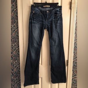 * Big Star distressed dark wash blue jeans low rise boot cut 28R